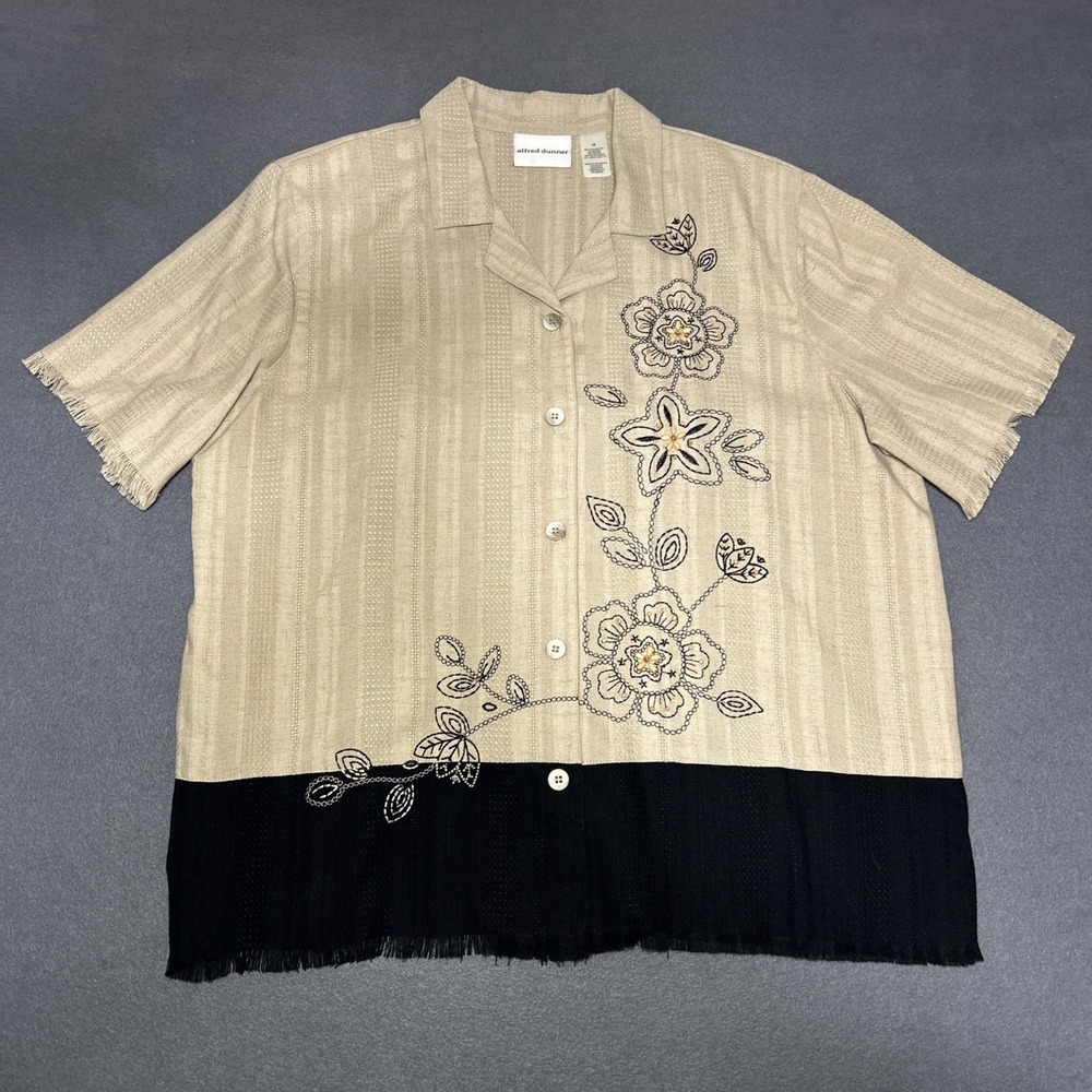 Alfred Dunner Women's Button Up Blouse Size 16‎ Beaded Embroidered